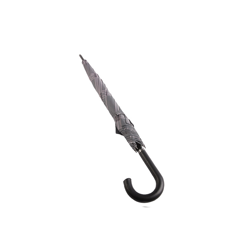 다크 그레이 체크 무늬 명주 일자형 우산-0E6B0351