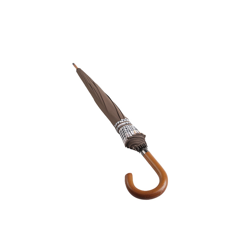 갈색과 격자 무늬 명주 스트레이트 우산-0E6B0402 사이의 일치