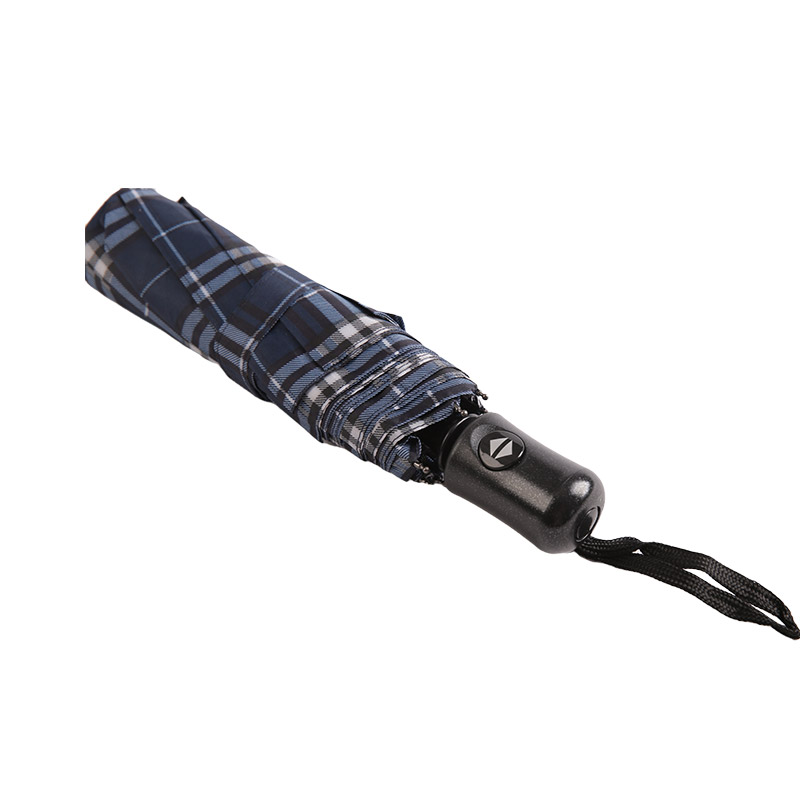 줄무늬 격자 수축 명주 삼단 우산-0E6B0432