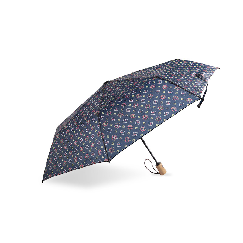 Small Fresh Print Pongee Three-fold umbrella-0E6B0443