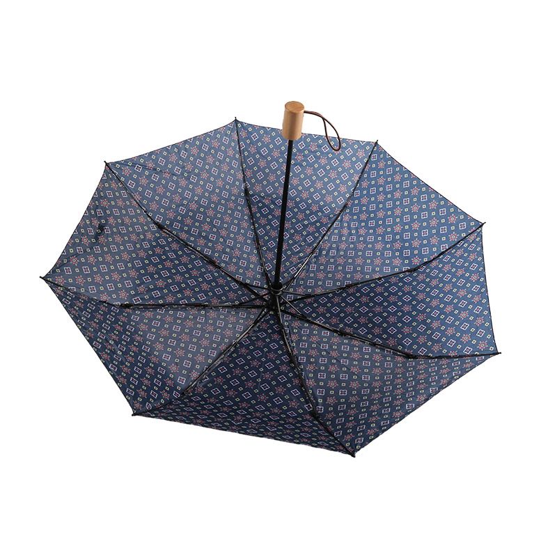 Small Fresh Print Pongee Three-fold umbrella-0E6B0443